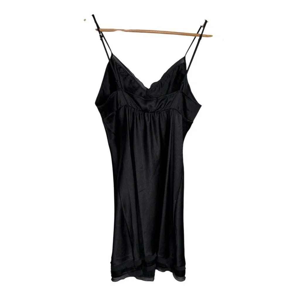Victoria's Secret Womens Chemise Nightgown Small Black Satin Babydoll Lingerie
